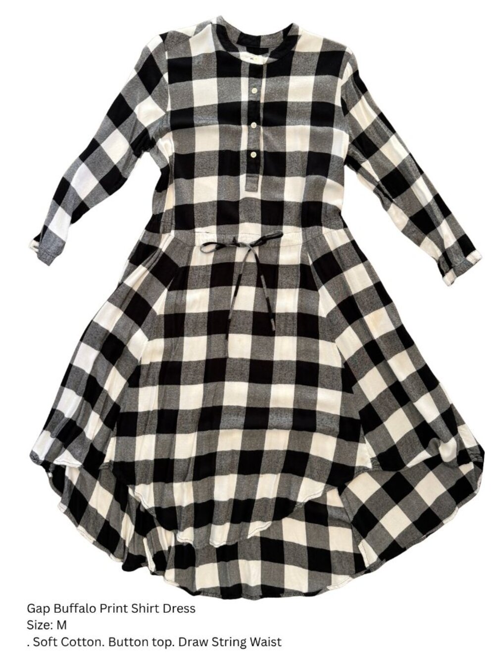 GAP Women’s Buffalo Plaid Shirt Dress Medium Black